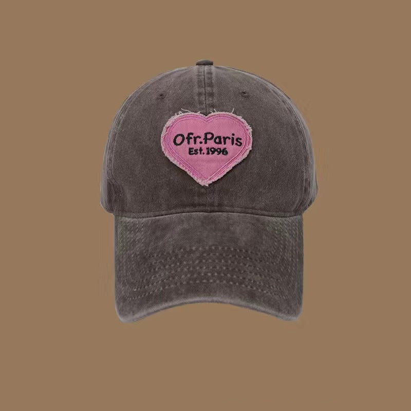 Wholesale Spring and summer large head circumference hot girl heart retro soft top baseball cap